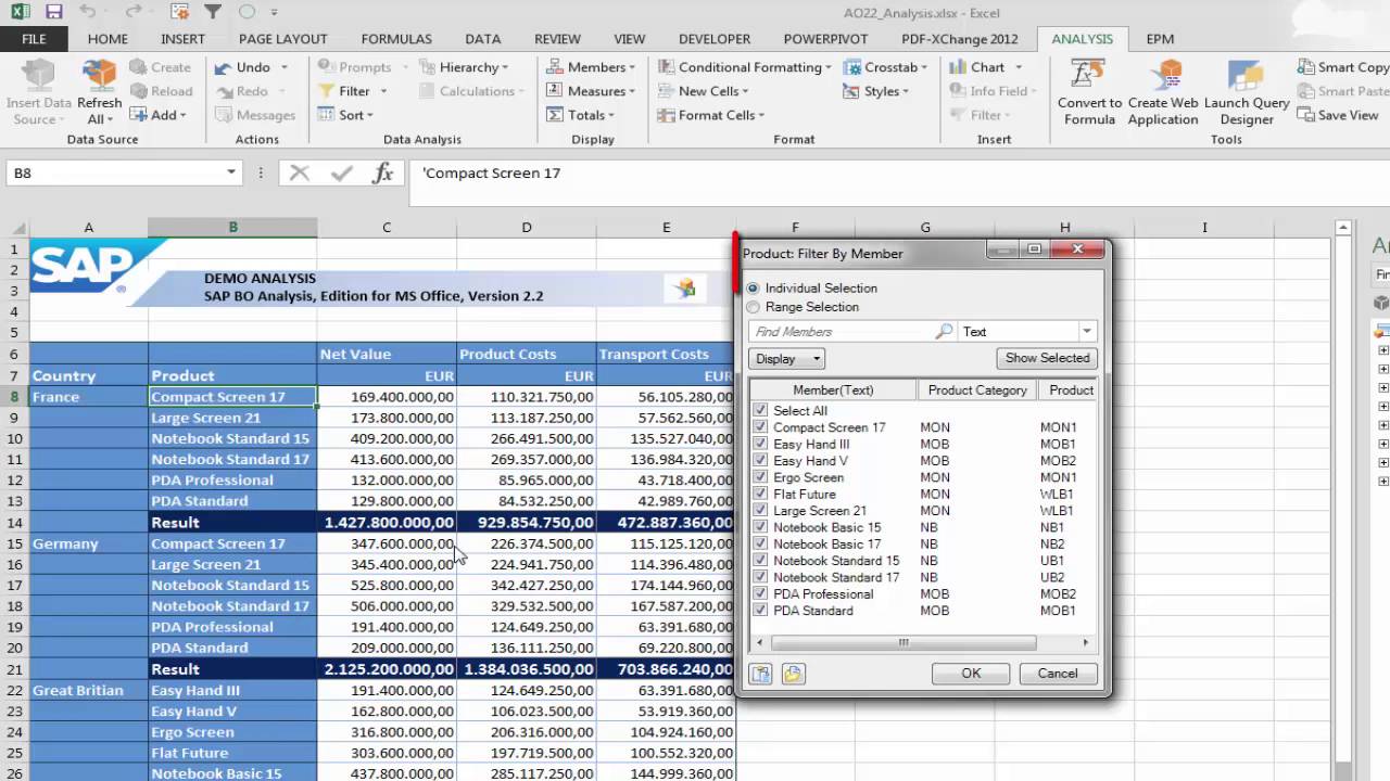 analysis for microsoft excel